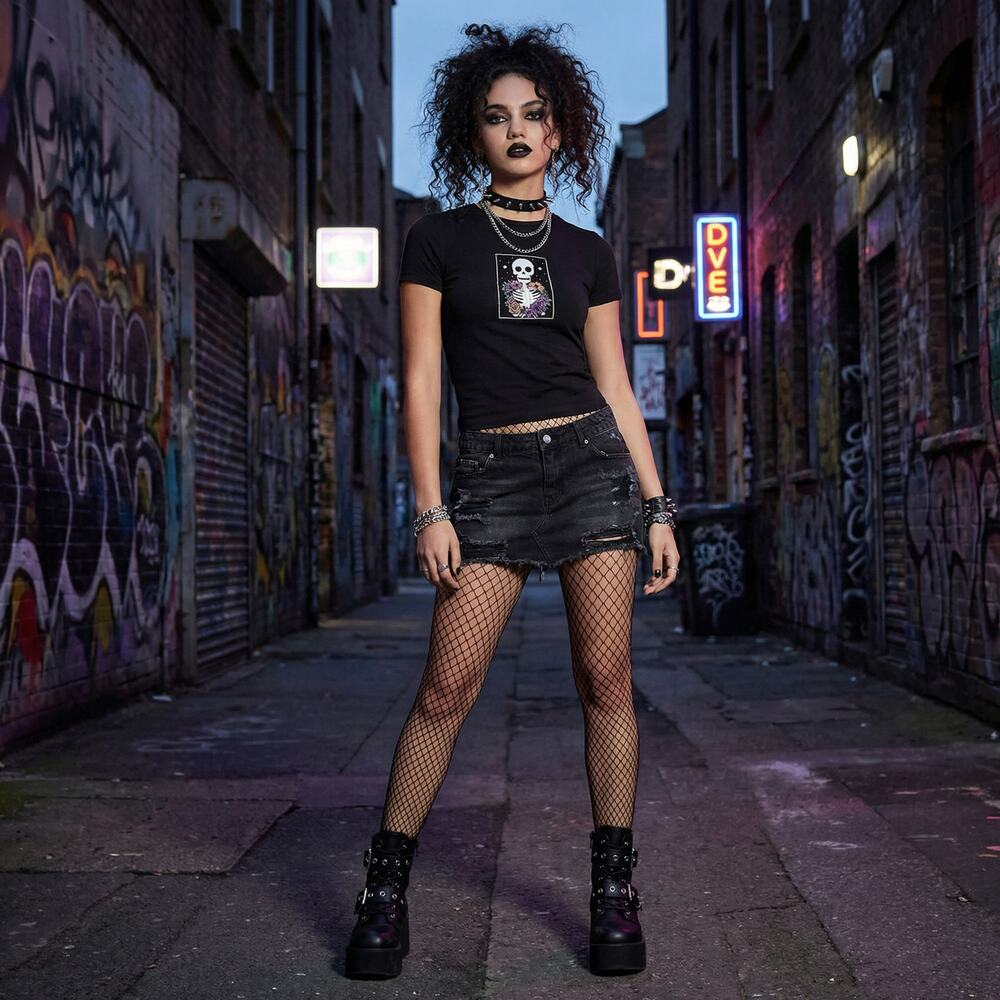 FREE STATE Floral Skull Graphic Black short sleeve Tee Size Medium